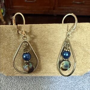 Elegant Gold and Blue Drop Earrings